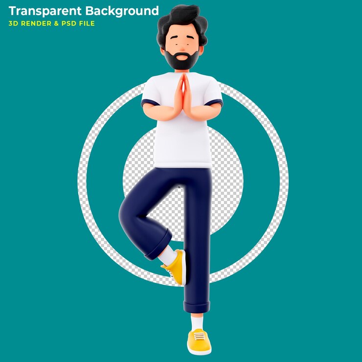 Meditación de soporte de personajes en 3D