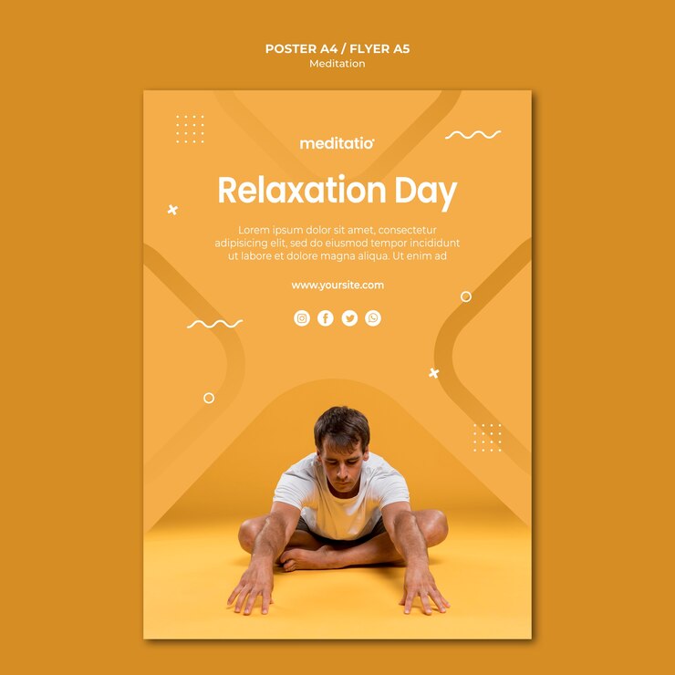 Gratis PSD meditatie concept flyer ontwerpen