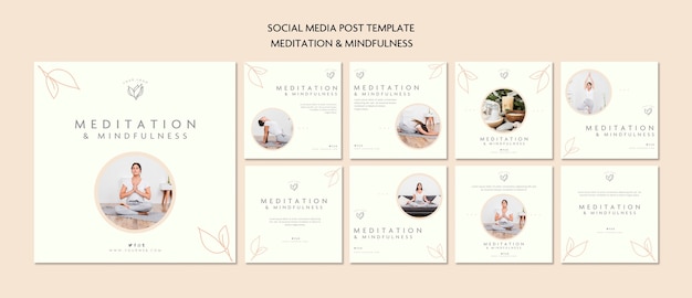 Gratis PSD meditatie en mindfulness social media post