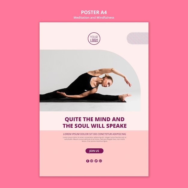 Meditatie en yoga poster sjabloon