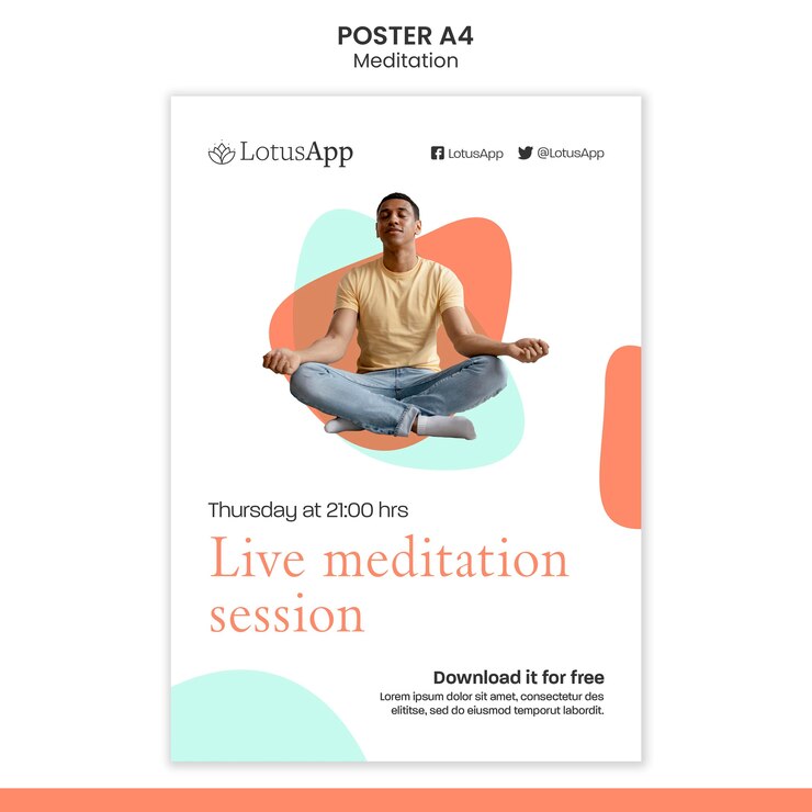 Gratis PSD meditatie levensstijl verticale afdruksjabloon