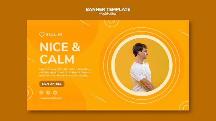 PSD Gratis meditation nice and calm banner template