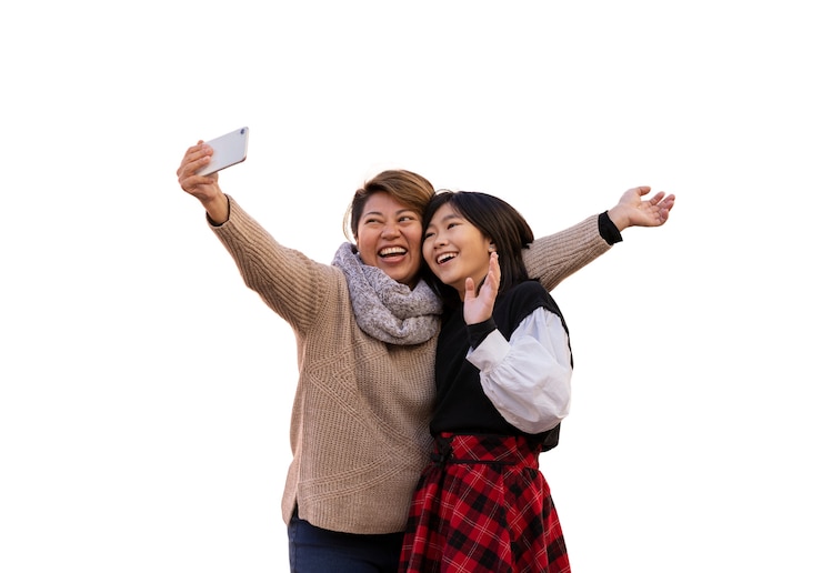 PSD Gratis medium shot mother and daughter time