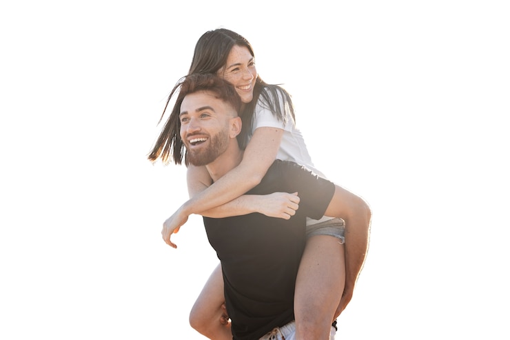 Gratis PSD medium shot paar dat samen poseert