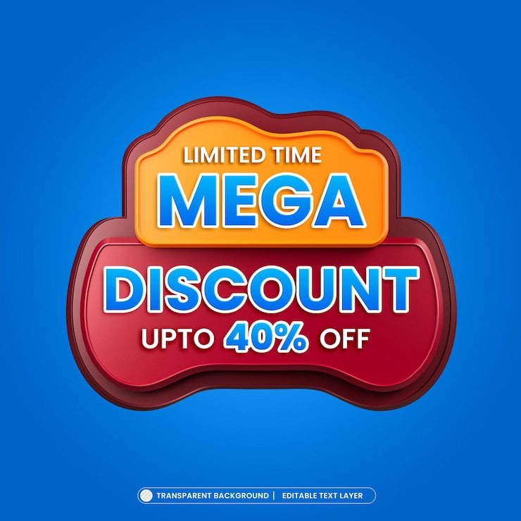 PSD Gratis mega discount offer 3d promotion banner with editable text
