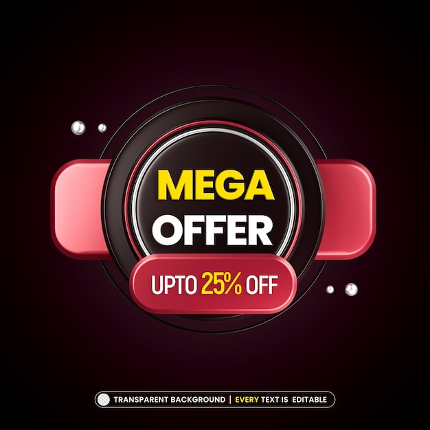 Mega oferta 25 de descuento en banner de promoción con texto editable