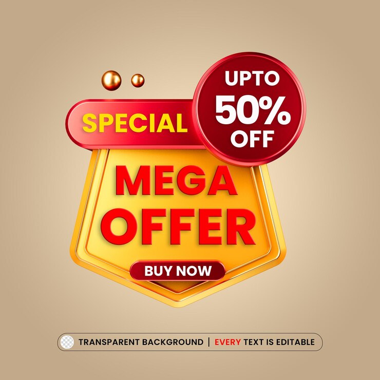 PSD gratuito mega oferta hasta 50 de descuento con texto editable