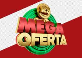 PSD gratuito mega oferta logo 3d para campañas publicitarias mega oferta