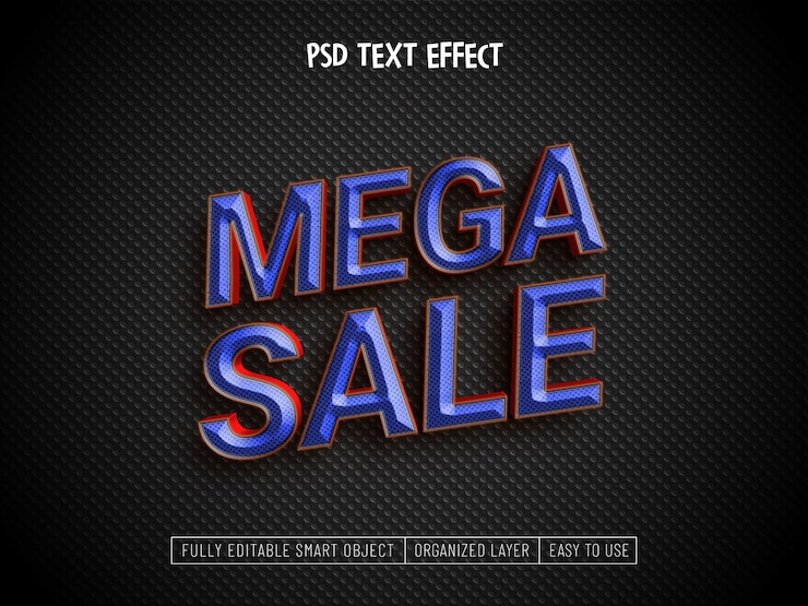 PSD Gratis mega sale banner psd text effect