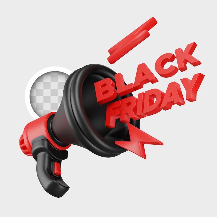 PSD gratuito megafono con lettere del black friday