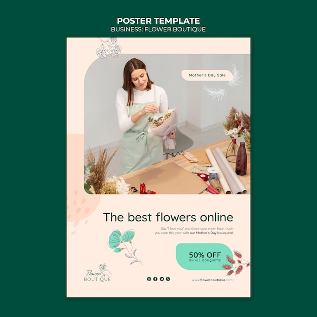 PSD gratuito la mejor plantilla de póster online de flores