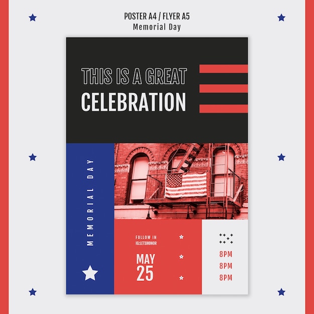 Gratis PSD memorial day poster sjabloon