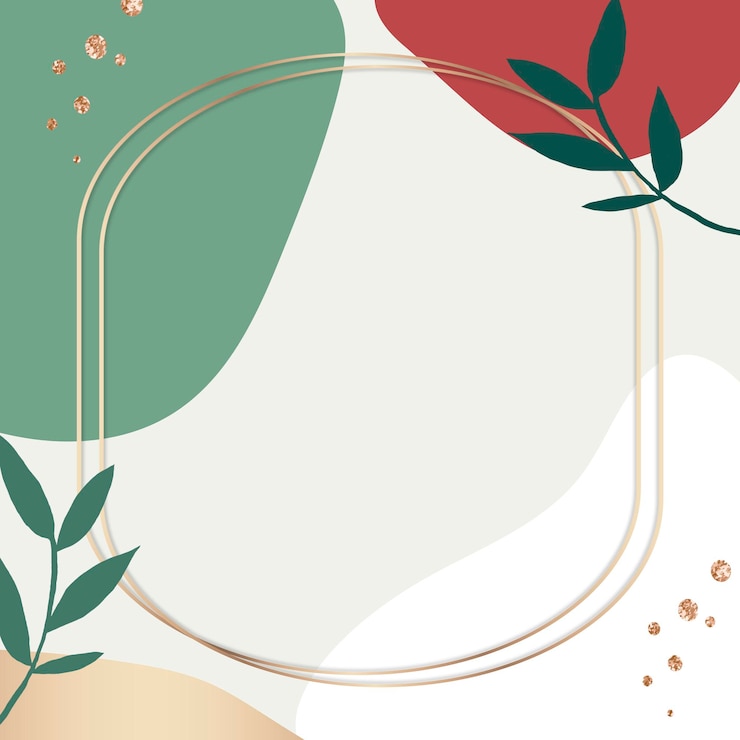 PSD Gratis memphis psd botanical frame with green and red colors