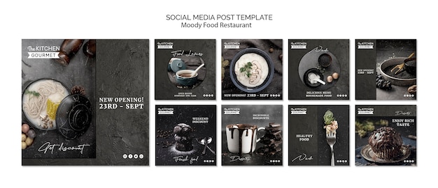 Mensaje de redes sociales de restaurante de comida cambiante
