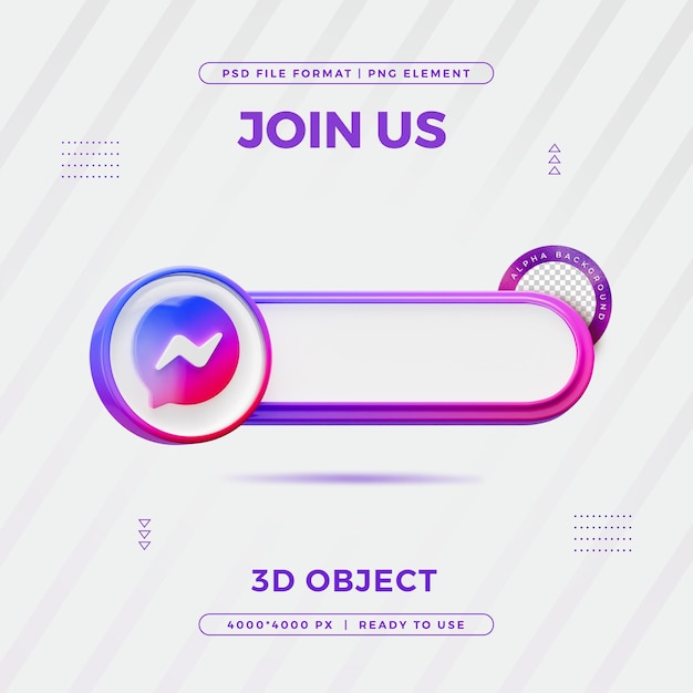 mensajero Únete a nosotros Banner elemento icono aislado 3d render