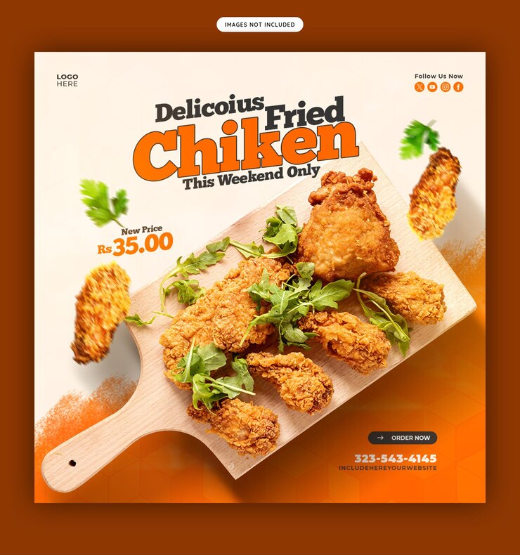 PSD gratuito menú de comida y banner de redes sociales de restaurante o plantilla de publicación de instagram