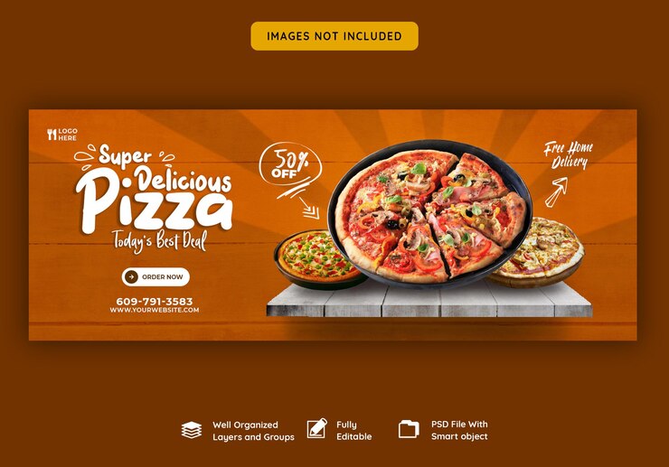 PSD gratuito menú de comida y pizza deliciosa plantilla de banner de portada de facebook