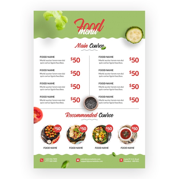 Menú de comida sana y bio
