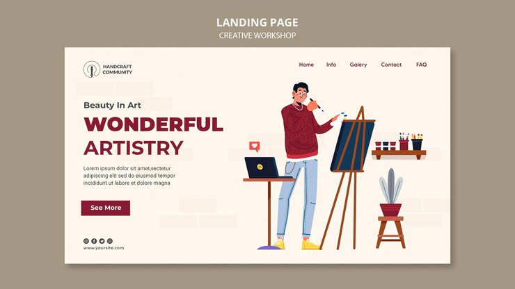 PSD gratuito meravigliosa pagina di destinazione artistica