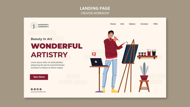 Meravigliosa pagina di destinazione artistica