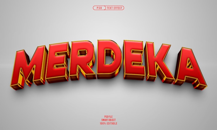 PSD Gratis merdeka 3d editable text effect