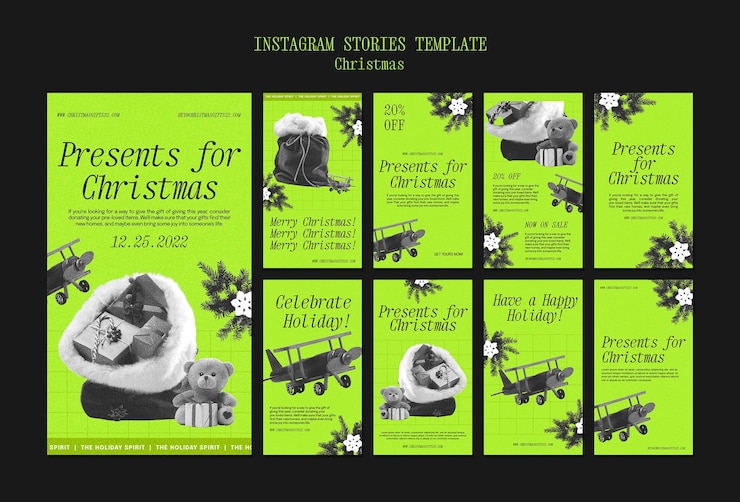 PSD Gratis merry christmas instagram stories