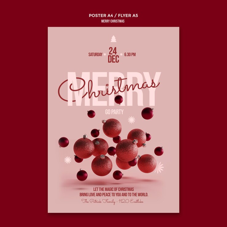 Gratis PSD merry christmas poster sjabloon
