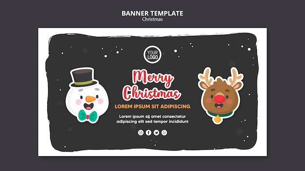 Gratis PSD merry christmas sjabloon vierkante flyer