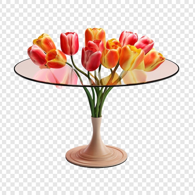 Mesa de tulipanes aislada en un fondo transparente