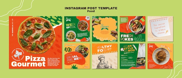 Gratis PSD met de hand getekend heerlijk eten instagram-berichten