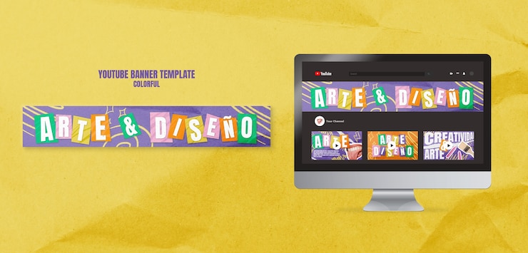 Gratis PSD met de hand getekende kleurrijke evenement youtube banner sjabloon