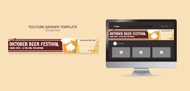 Met de hand getekende oktoberfest youtube banner