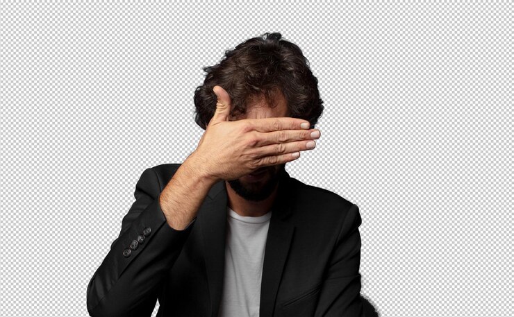 Gratis PSD met een hand de ogen bedekken bang of angstig voelen zich afvragen of blindelings wachten op een verrassing