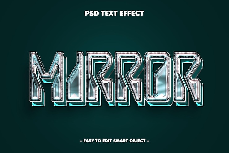 PSD Gratis metallic chrome style mirror text effect