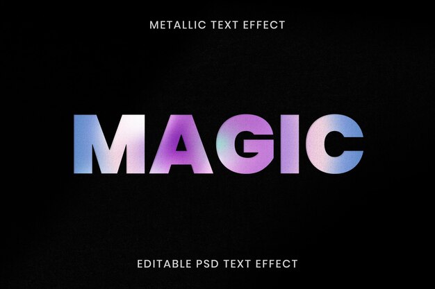 Metallic teksteffect psd bewerkbare sjabloon