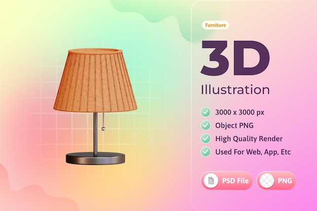 Gratis PSD meubels tafellamp pictogram 3d illustratie