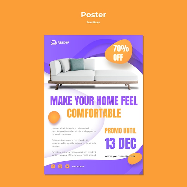 Gratis PSD meubels verkoop poster sjabloon