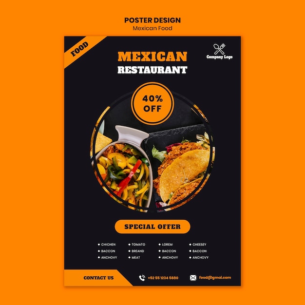 Gratis PSD mexicaans eten poster sjabloon