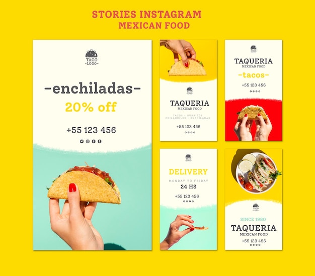 Gratis PSD mexicaans restaurant instagram verhalen sjabloon