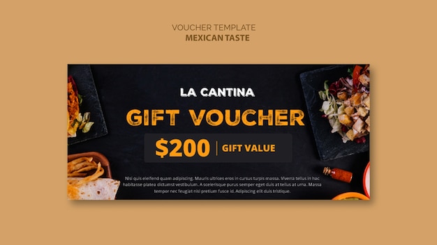 Mexicaans restaurant voucher sjabloon concept