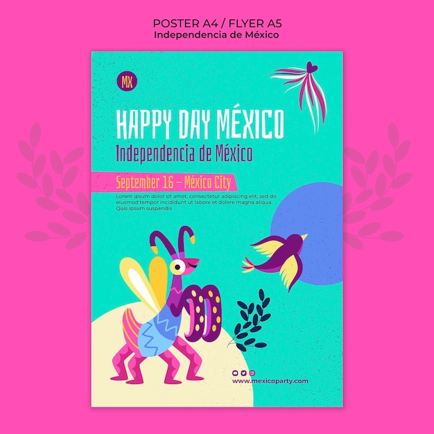 Gratis PSD mexicaanse onafhankelijkheidsdag ontwerpsjabloon