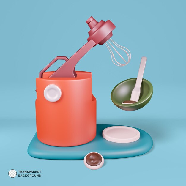 mezclador, blander, icono, aislado, 3d, render, ilustración