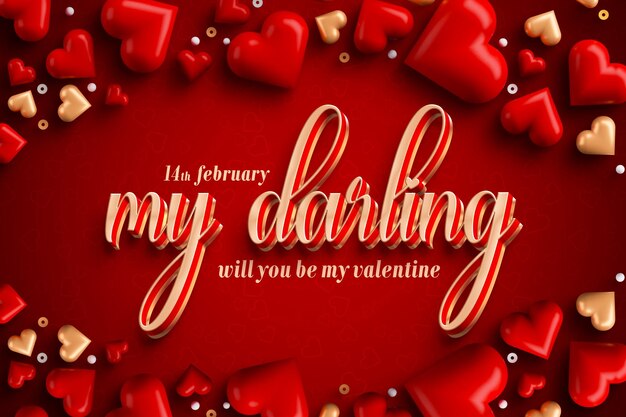 Mi querido día de San Valentín Efecto de texto editable