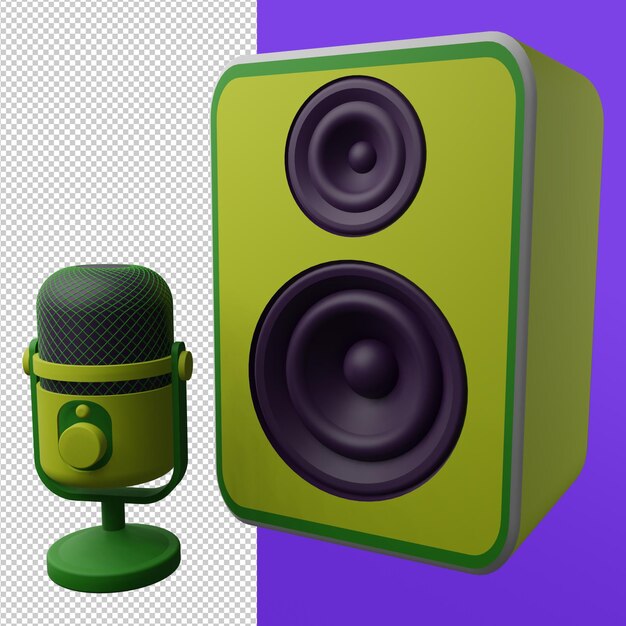 Micrófono Altavoz Podcast Herramienta Representación 3D Ilustración
