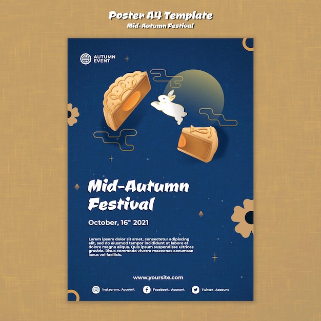 Gratis PSD mid-herfst festival afdruksjabloon