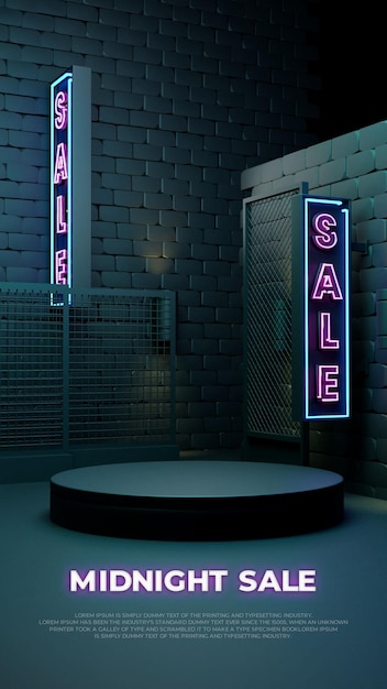 Midnight sale 3d realistisch podium productpromodisplay