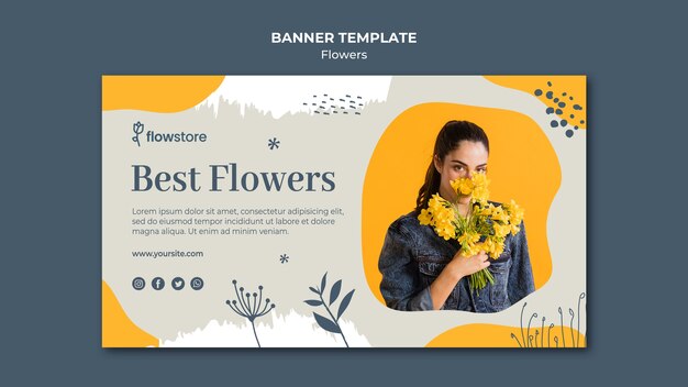 Miglior negozio di fiori e banner carino imprenditrice
