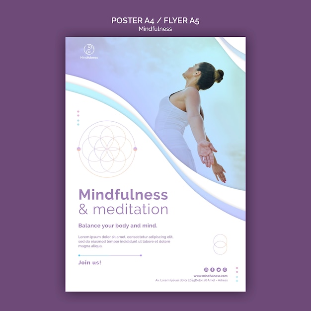 Gratis PSD mindfulness concept poster sjabloon