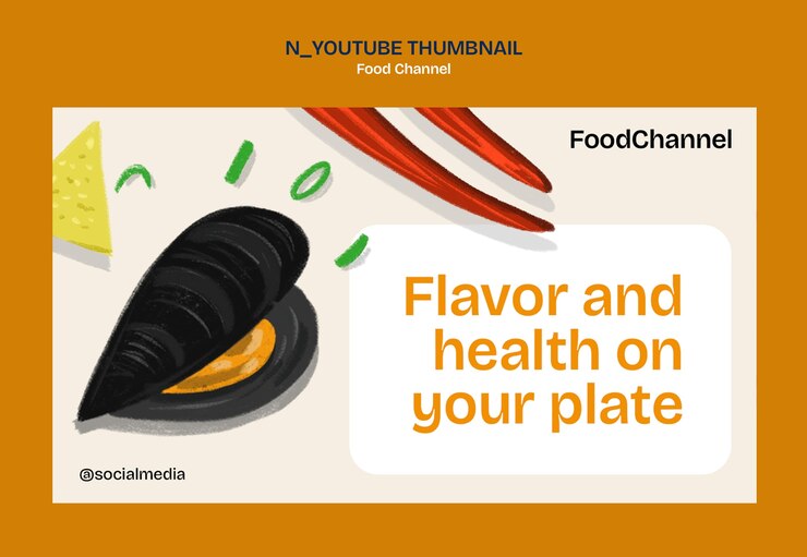 PSD gratuito miniatura del canal de comida de youtube