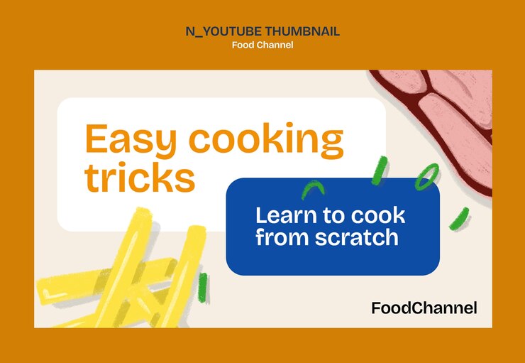 PSD gratuito miniatura del canal de comida de youtube